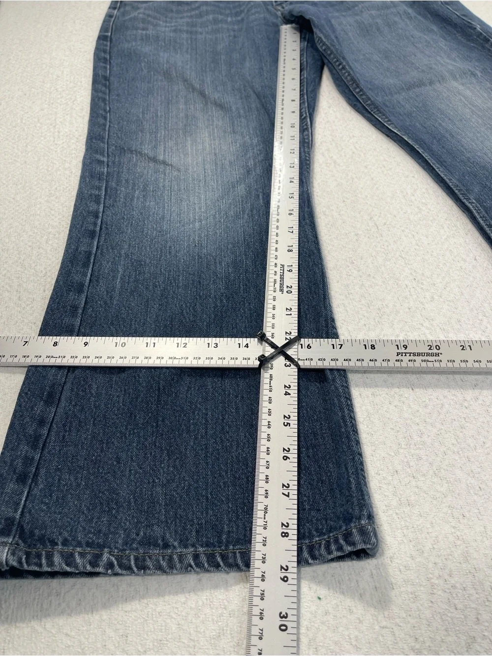 Urban Pipeline Men’s Bootcut Jeans Loose Fit (M)Wash Blue Denim Distressed.#0532